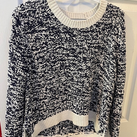 Rag & Bone Sweater small Womens Blue White Chunky Knit Round Neck Textured - Picture 1 of 5